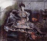 The Portrait of Isabella  near the fireplace